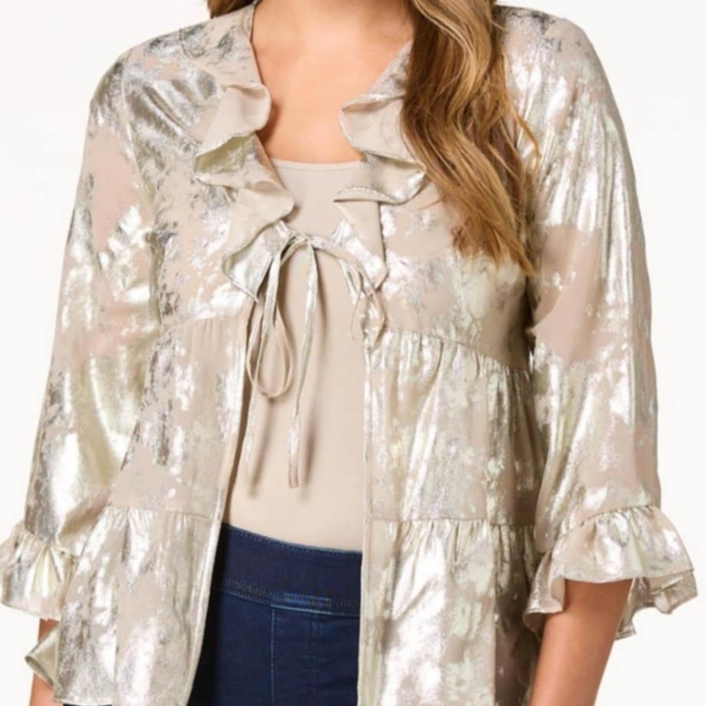 Metallic Ruffle Women's Top - Picture 2 of 5